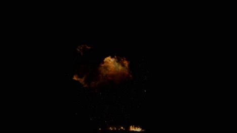 big fire explosion giant from the bottom of the screen, black background, transparent overlay with alpha matte, ​​big explosion effect video