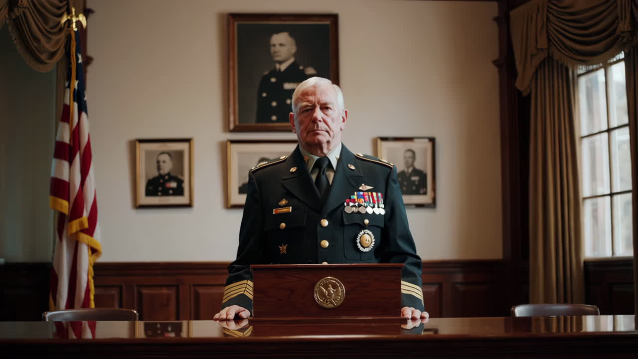 Military General Addressing an Audience