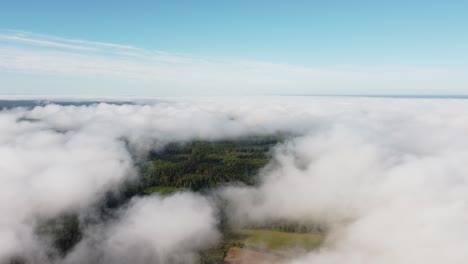 mist fog clouds from above aerial view over