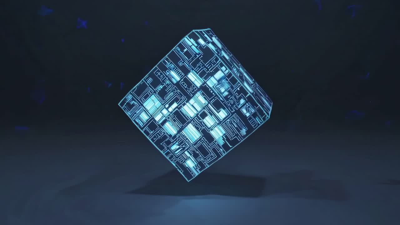 Glowing Holographic Cube