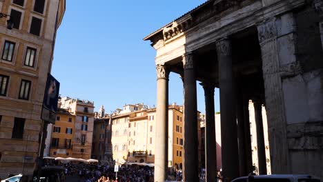 tourists in the piazza della rotonda and the pantheon, rome, italy