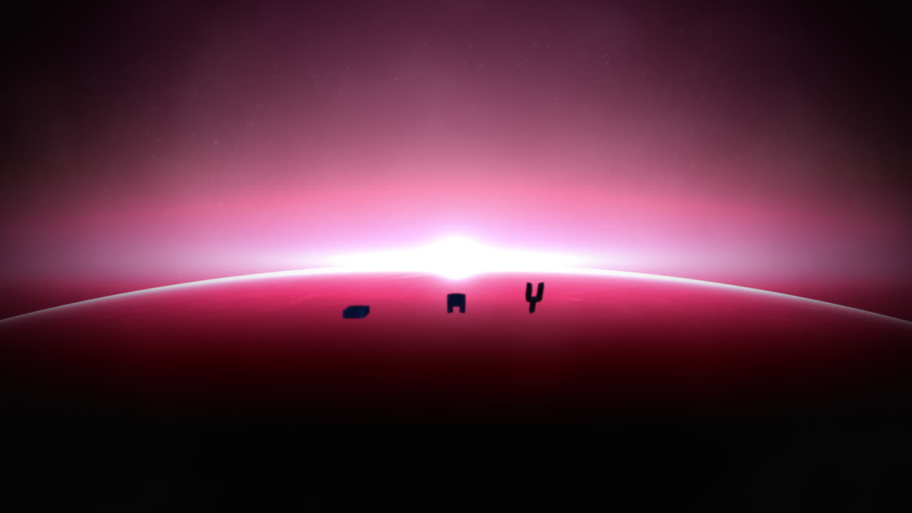 Animation closeup Cosmonautics Day text with cinematic motion planet in galaxy