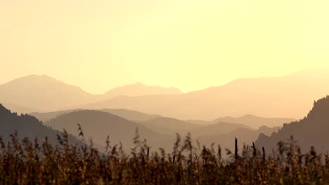 layers of the rocky mountains at sunset