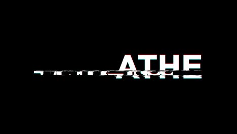 athens glitch effect text digital tv distortion 4k loop animation