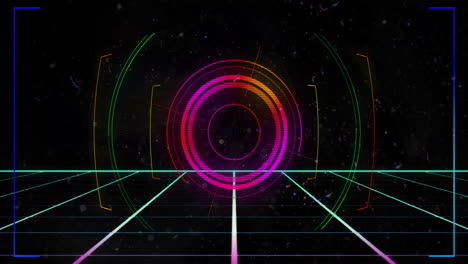 animation of scope scanning with shapes on black background