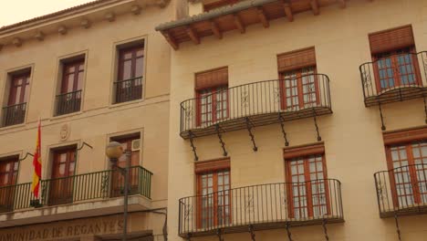 detail in pan shot of typical architecture in sagunto, spain