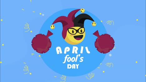 april fools day lettering with joker emoji and fart bags