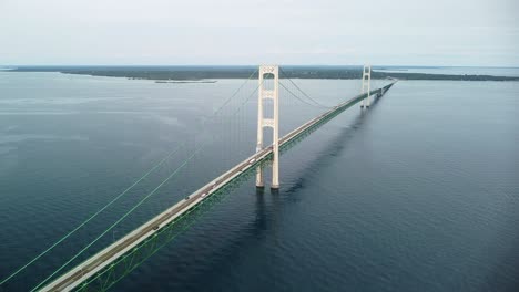 aerial mackinac bridge michigan ascent and fly out