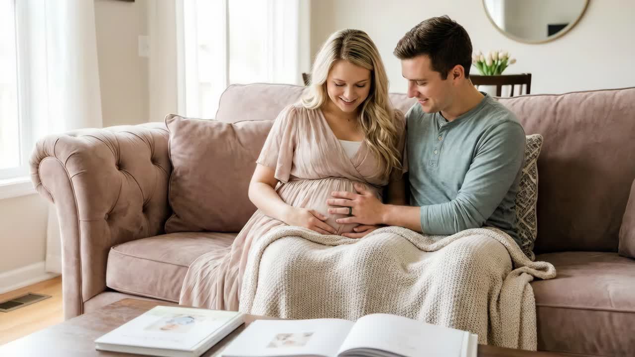 Expecting couple at home