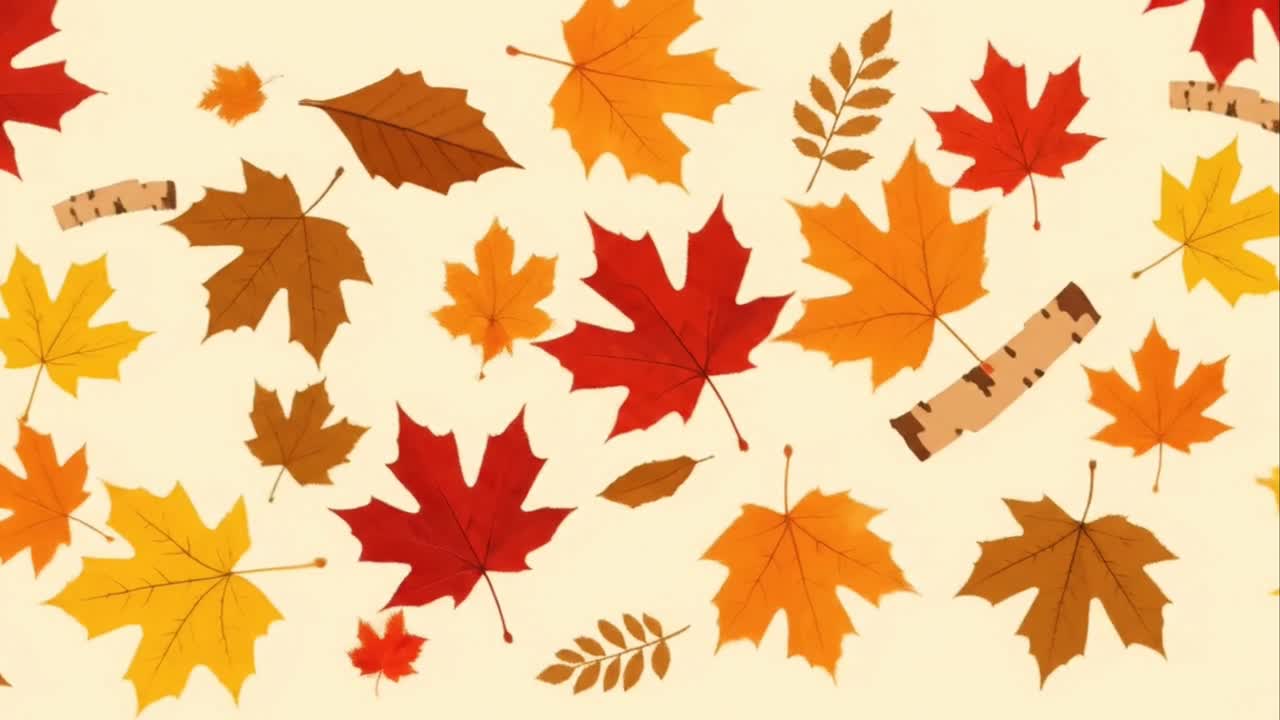 A beautiful seamless pattern of red, orange, and yellow autumn leaves