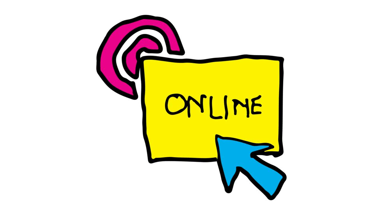 Kids drawing White Background with theme of online button