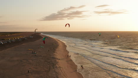 kitesurfers at the beach near domburg, the netherlands
