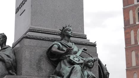 plague column with statues in kraków square. poland