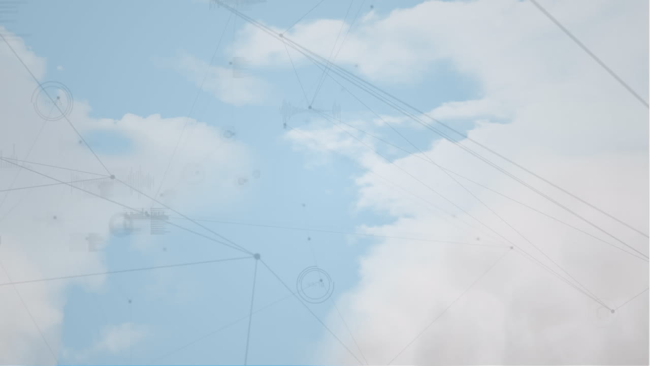 하늘을 가로지르는 연결 네트워크의 애니메이션