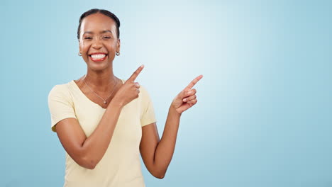 Woman,-face-and-advertising-choice-in-studio