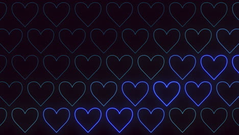 Romantic-blue-hearts-adorn-black-background-in-beautiful-circular-pattern