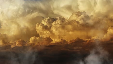 thick cumulus clouds move closer at sunset or sunrise