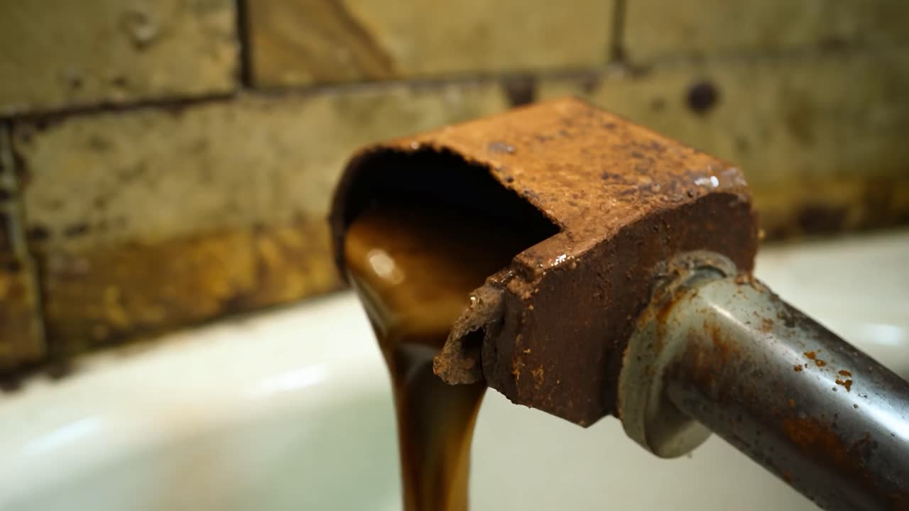 Rusty Faucet Draining Brown Liquid