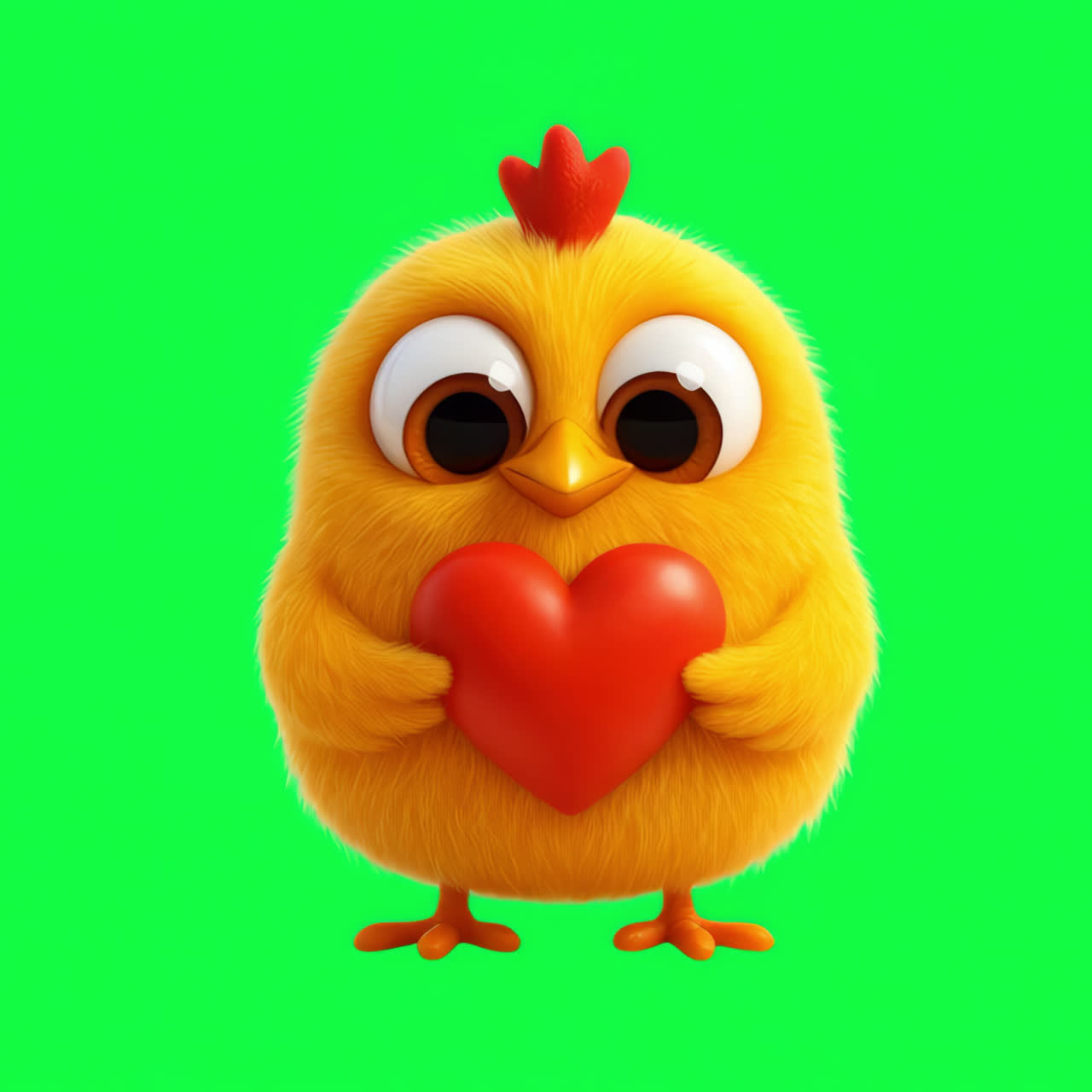 Pollito de dibujos animados con corazón