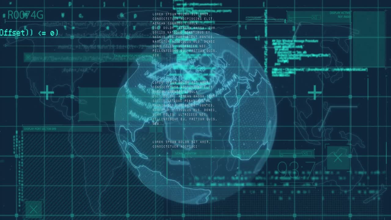 Animation of data processing over globe