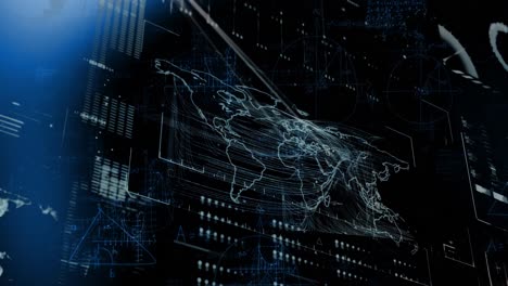 animation of data processing with light spots on black background