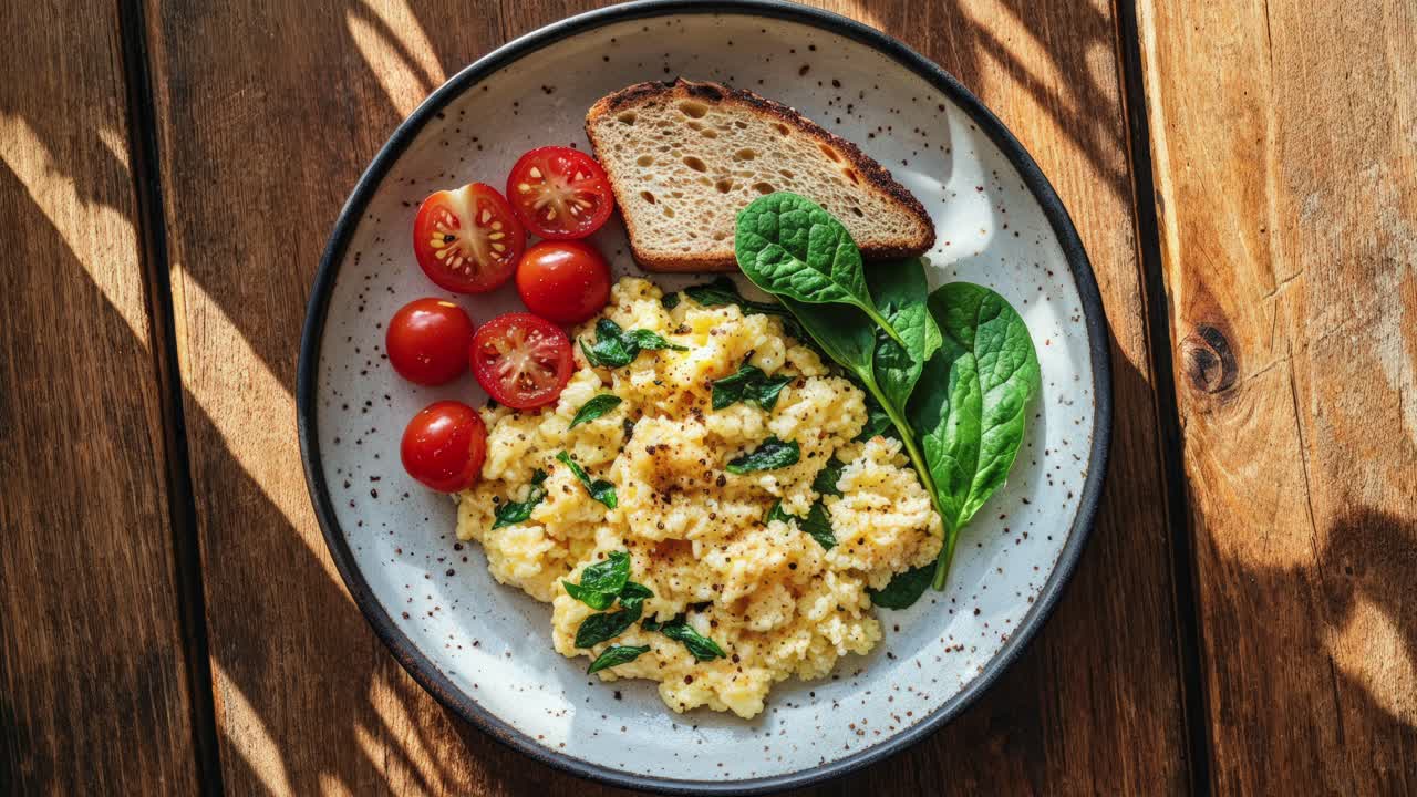 Uova Strapazzate con Toast e Verdure