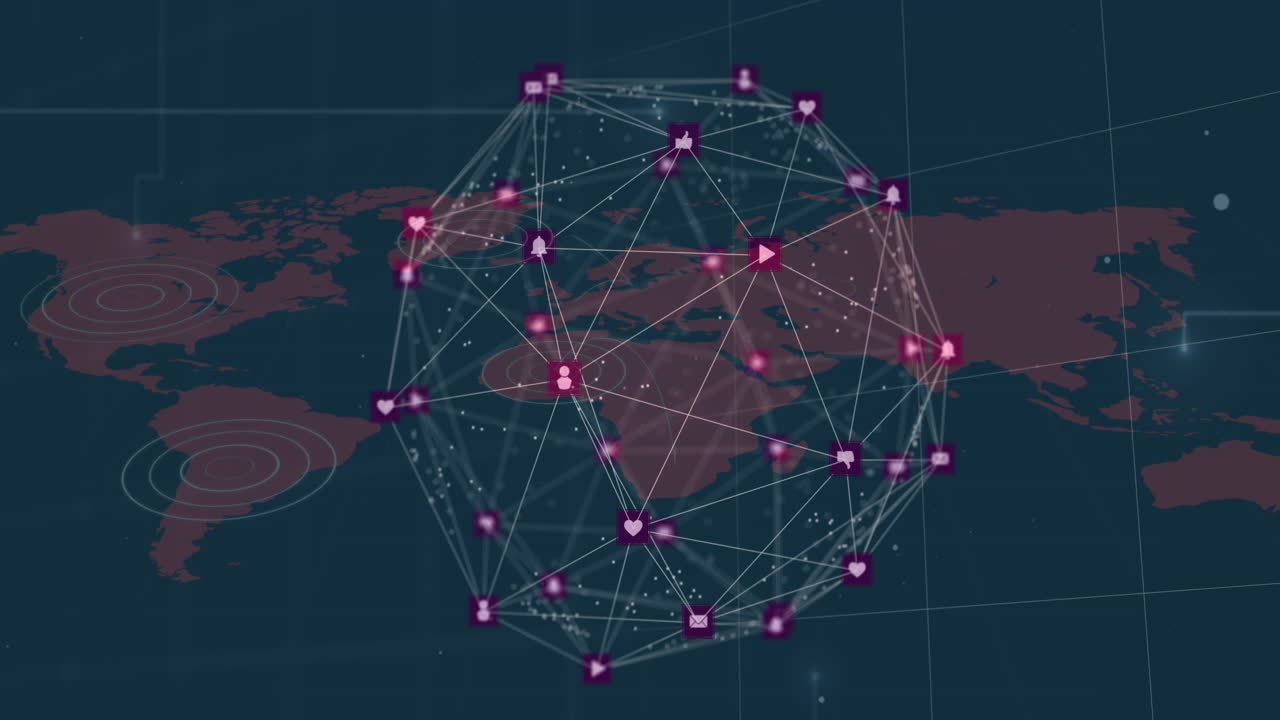 Animation of globe of connections over world map
