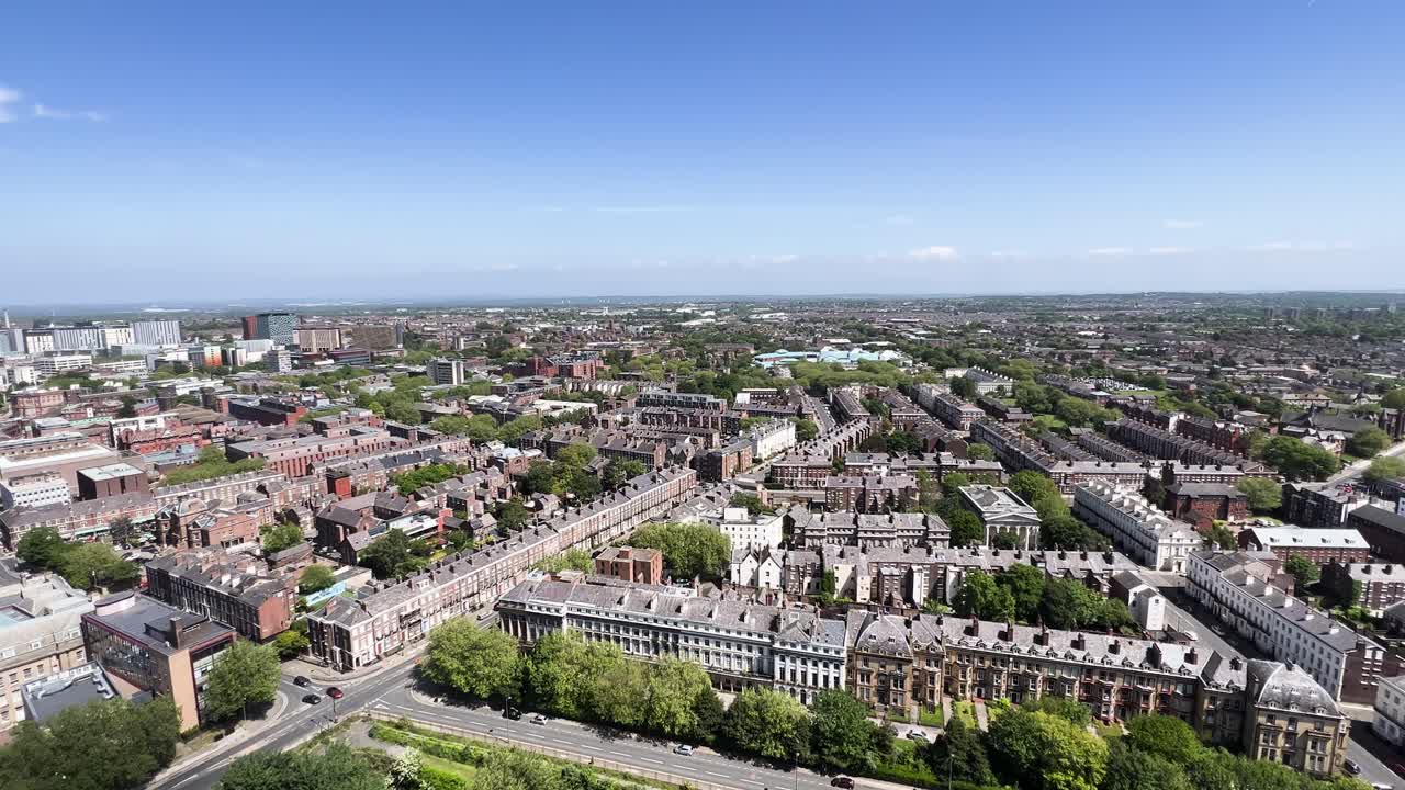 Panoramic City View from Liverpool Cathedral Tower Panning