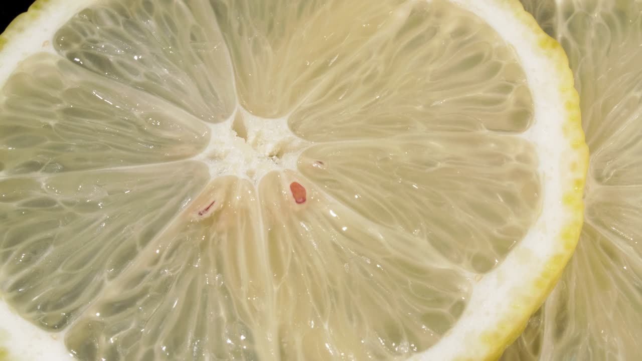 las rebanadas de limón en primer plano. video 4k. frutas cítricas.