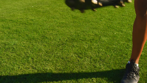 soccer player tossing the ball between his legs 4k