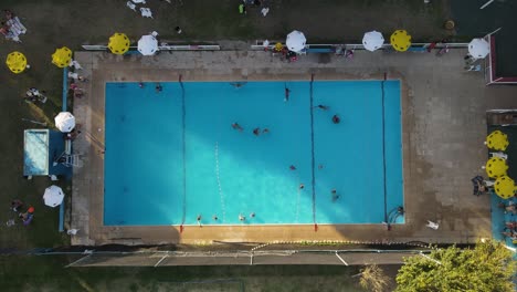 public swimming pool in buenos aires city, aerial overhead