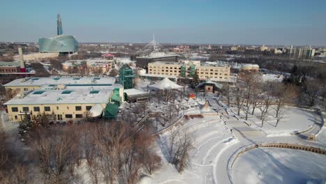 las horquillas en invierno. winnipeg, manitoba, tiroteo con dron de 4k.