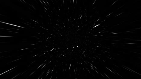 vuelo espacial a través de agujero de gusano viajando a través del vacío interestelar con estrellas deformadas parpadeando por - 4k animación prores