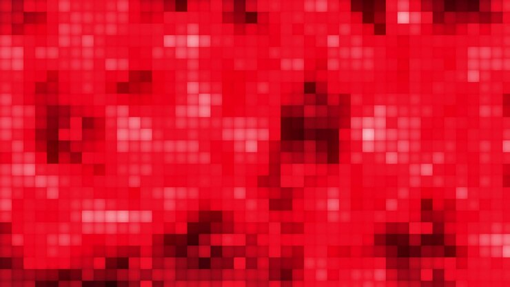 Futuristic red purple pixelated tiles mosaic. pixel block background. technology squares motion with dynamic shine light. Abstract seamless loop background