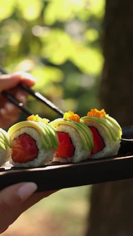 delicious salmon avocado sushi rolls