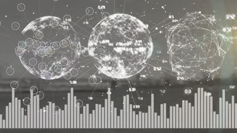 Animación-Del-Procesamiento-De-Datos-Y-Globo-Sobre-El-Aeropuerto.