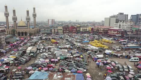 aerial view of a busy market in lagos, nigeria