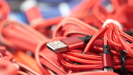 red and blue usb cable for smartphone