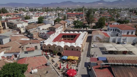 aerial great inn(büyük han) cervansarai in nicosia old town, north cyprus