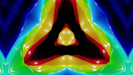 abstract symmetric 3d structures with looped animation, smooth rainbow color gradients. kaleidoscope effect with abstract fractal waves. beautiful abstract background with 3d pattern. dof