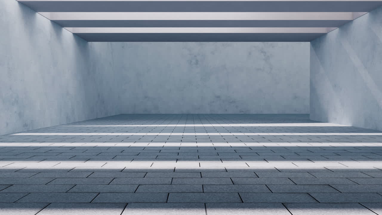 콘크리트 건물과 빛이 들어온 3d 렌더링