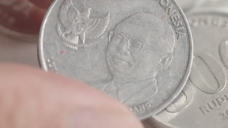 close up of indonesian vice president on a rupiah coin