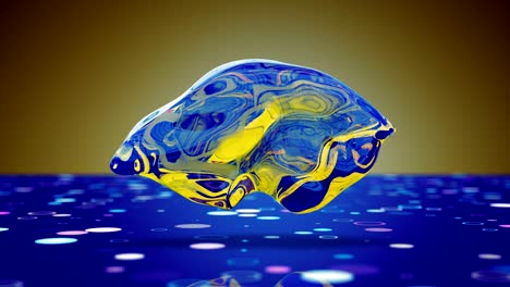 blue yellow liquid shape abstract vj loop 3d render animation