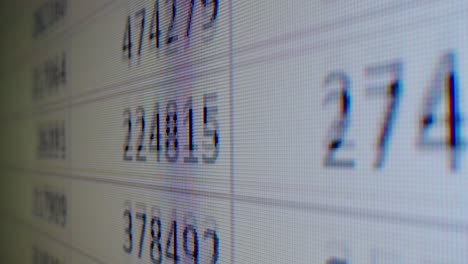 datos de la hoja de cálculo en el monitor