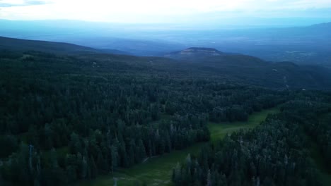 sandia mountains range, new mexico usa, aerial 360 degrees panorama of landscape, forest, hills and mist above valley