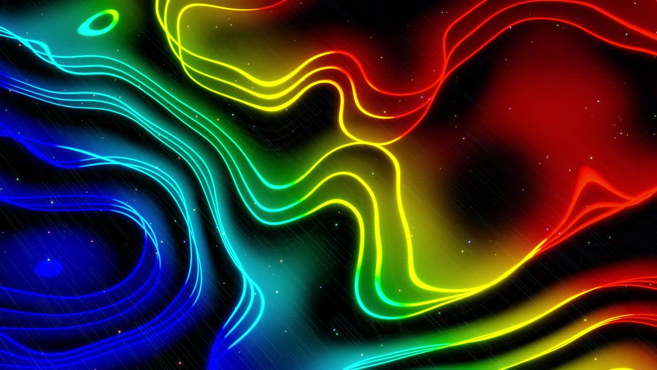 vj abstracto ciencia ficción futurista bg. volar sobre holograma multicapa 3d patrón complejo. luz de neón o brillo gradiente de color arco iris. vista isométrica. formas simples patrón periódico. como en la cinta transportadora