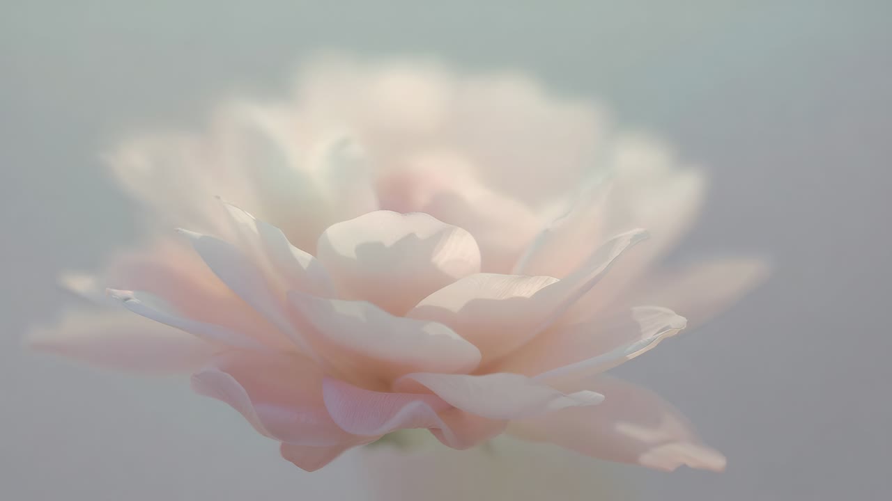 スタジオで花の芯に向かってカメラを移動させ、焦点が合うようにし、重ねられたピンク色の花びらを明らかにします。