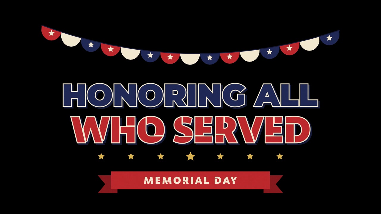 Título de bandeirinhas retrô dos anos 1960 para o Memorial Day com canal alfa
