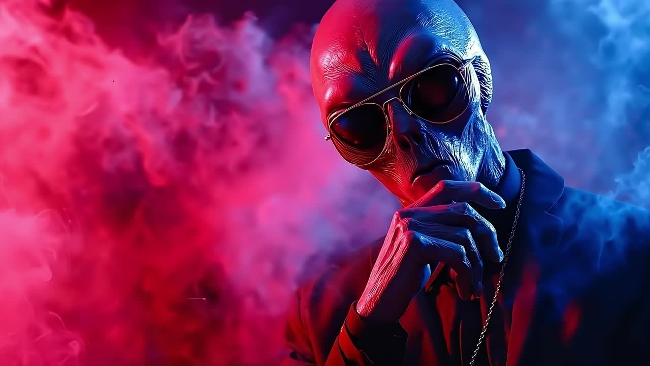 A man in a suit and sunglasses smoking a cigarette