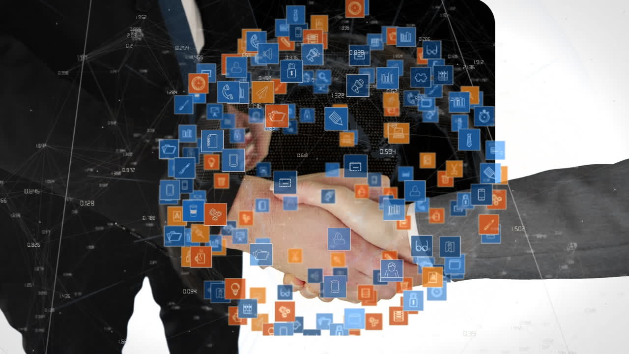 animación de redes de conexiones a través de un apretón de manos